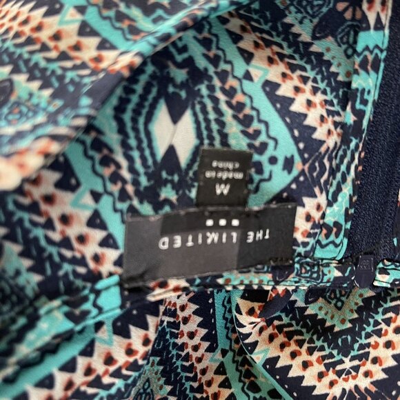 The Limited Dress Women's Size Medium Short Sleeve teal geometric Patterned - Picture 4 of 4